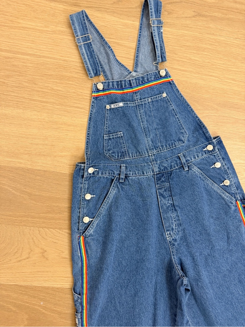 Vintage Revolt Rainbow Stripe Denim Overalls